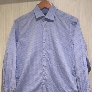 Saks Fifth blue and dark blue polka dot